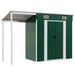 Tuinschuur met verlengd dak 277x107x181 cm staal groen