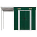 Tuinschuur met verlengd dak 277x107x181 cm staal groen