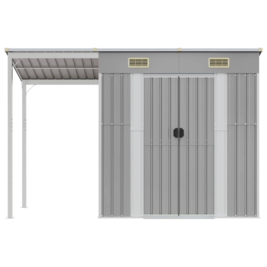 Tuinhuis met verlengd dak lichtgrijs 277x107x181 cm staal