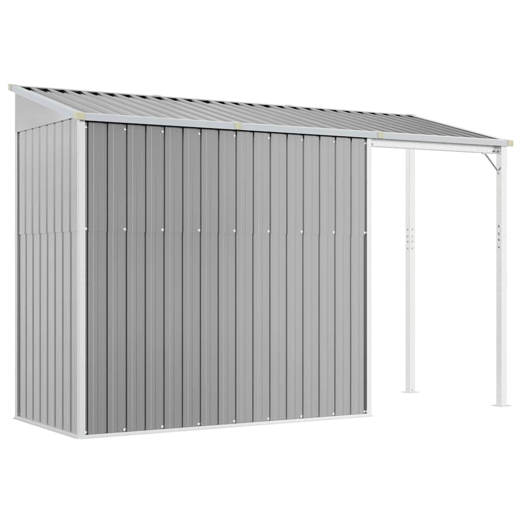 Tuinhuis met verlengd dak lichtgrijs 277x107x181 cm staal