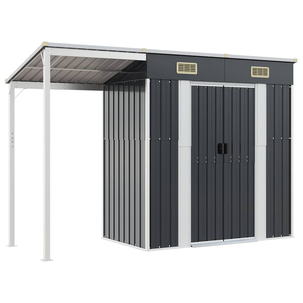 Tuinschuur met verlengd dak 277x107x181 cm staal antraciet