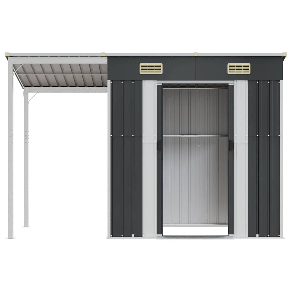 Tuinschuur met verlengd dak 277x107x181 cm staal antraciet