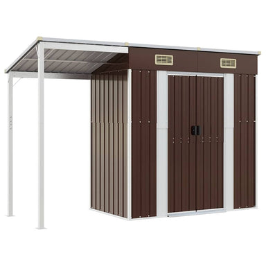 Tuinschuur met verlengd dak 277x107x181 cm staal bruin