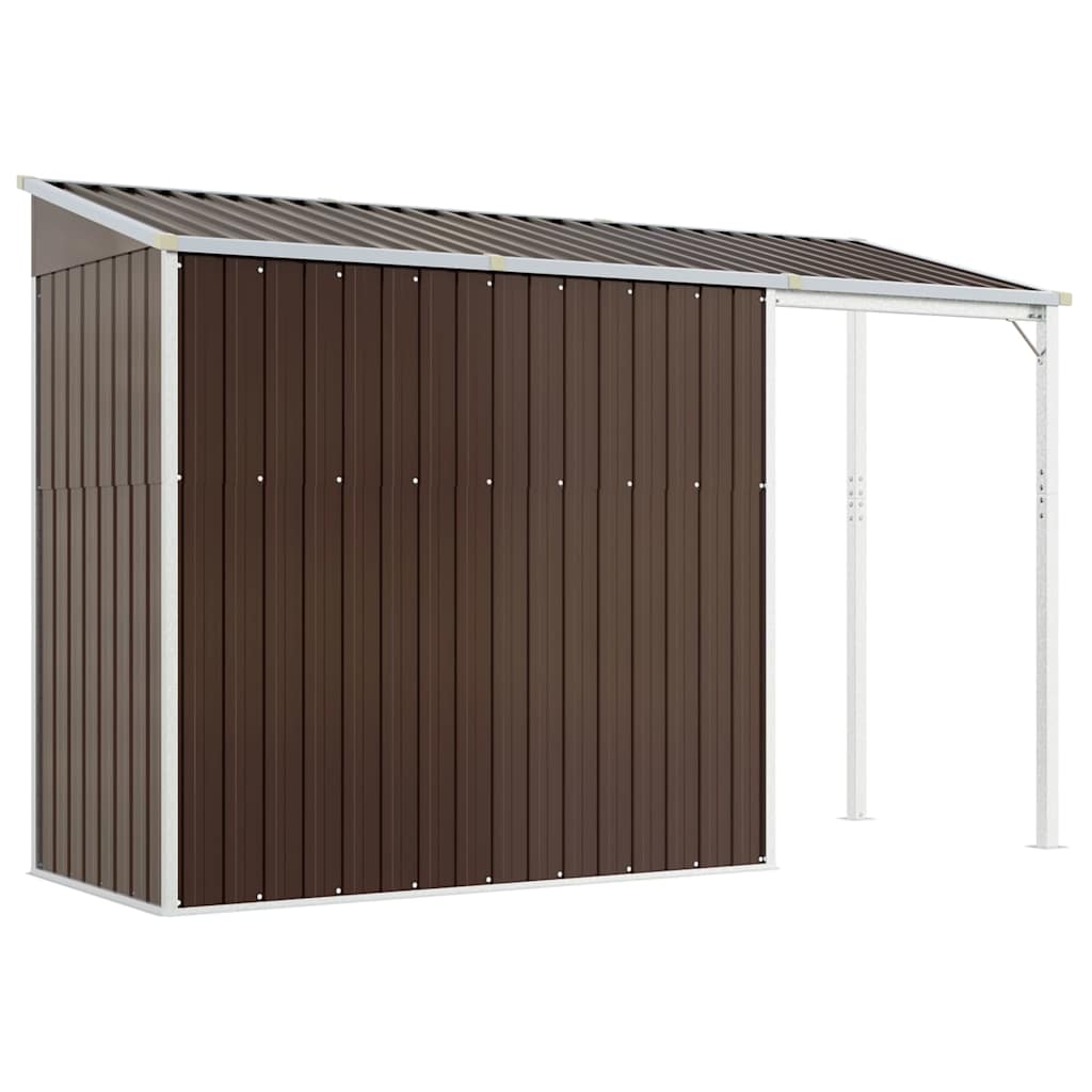 Tuinschuur met verlengd dak 277x107x181 cm staal bruin