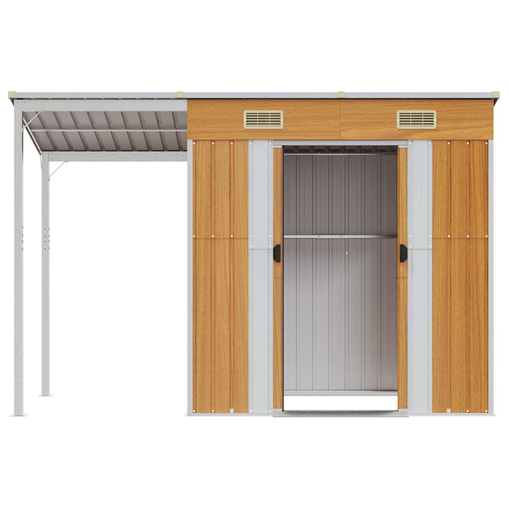 Tuinschuur met verlengd dak 277x107x181 cm staal lichtbruin