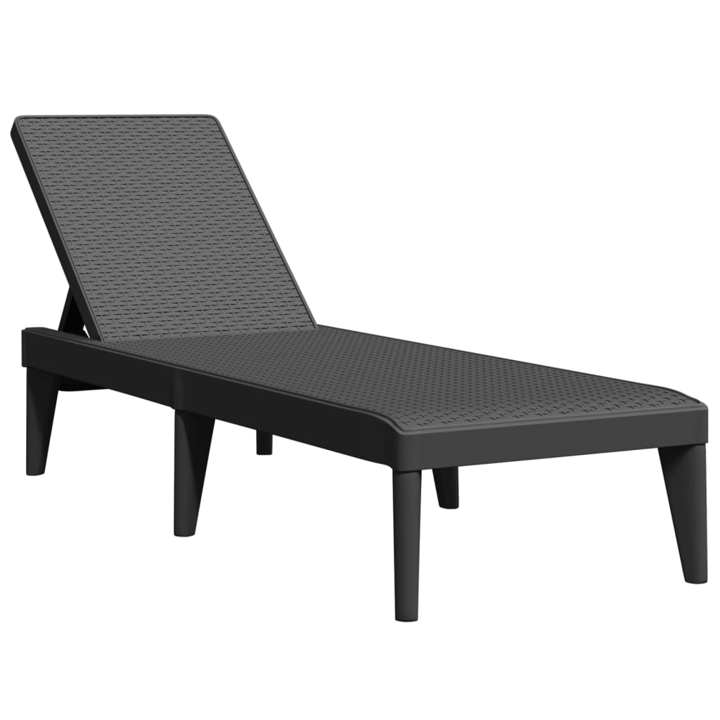 Ligbed 186x60x29 cm polypropeen antracietkleurig
