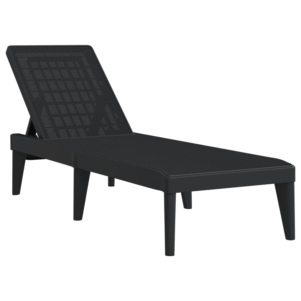 Ligbed 186x60x29 cm polypropeen antracietkleurig