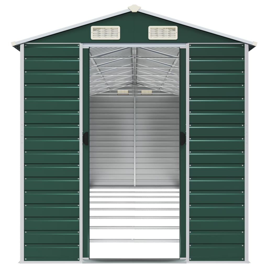 Tuinschuur 191x725x198 cm gegalvaniseerd staal groen