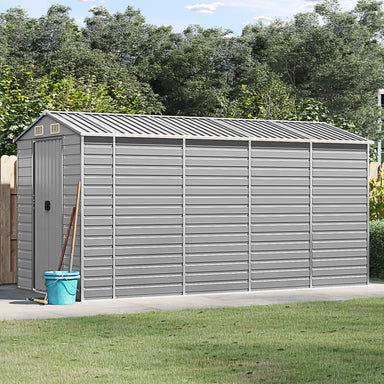 Tuinhuis Lichtgrijs 191x385x198 cm Gegalvaniseerd Staal