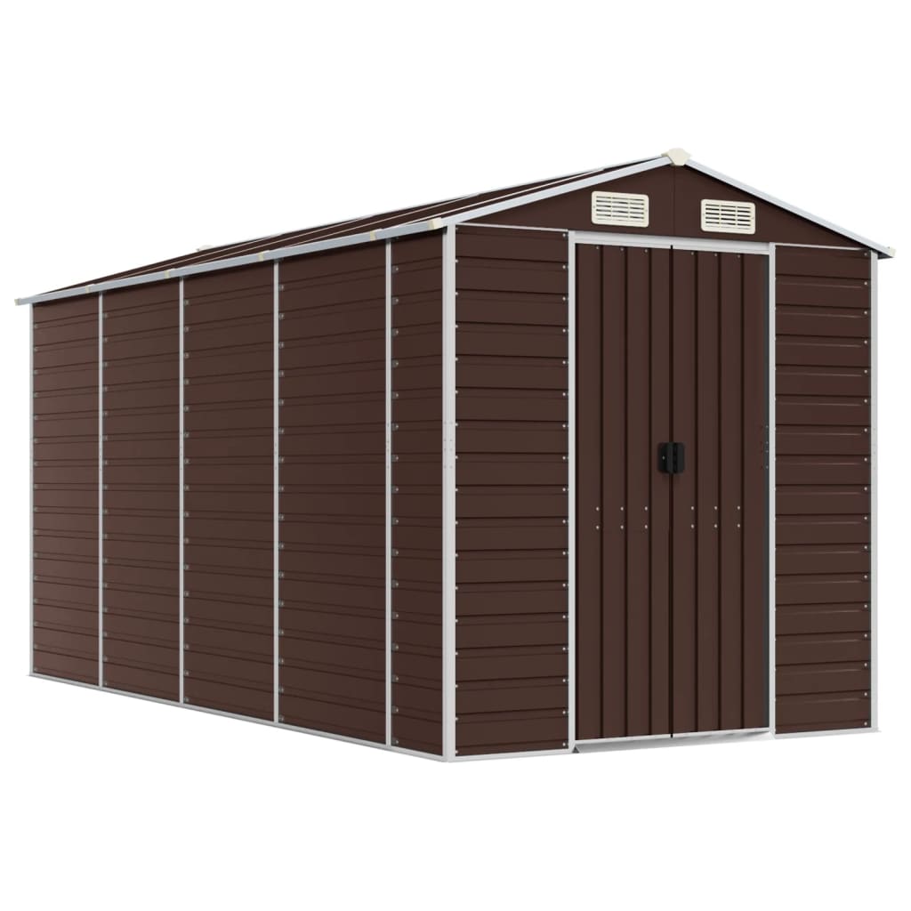 Tuinhuis Bruin 191x385x198 cm Gegalvaniseerd Staal