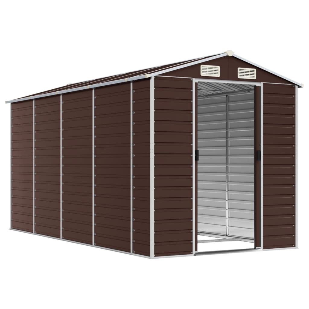 Tuinhuis Bruin 191x385x198 cm Gegalvaniseerd Staal