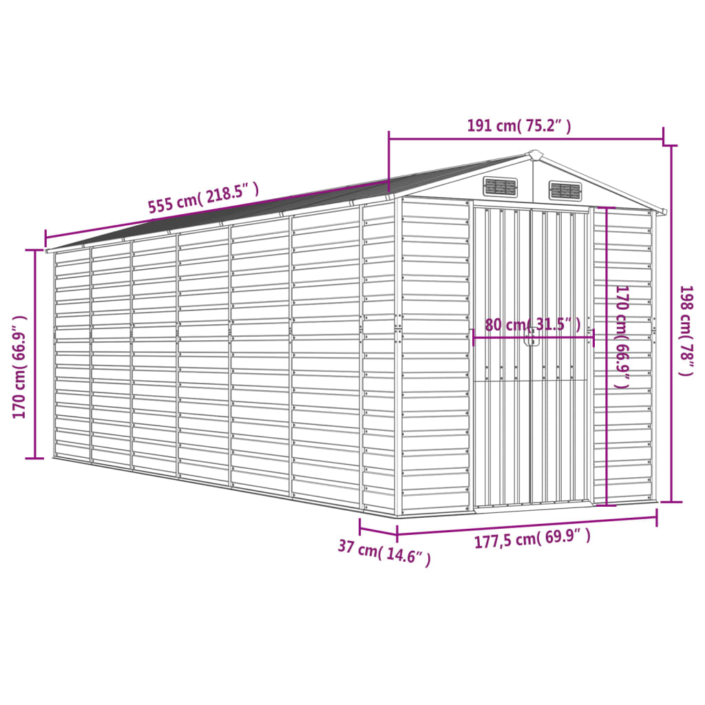 Tuinhuis Bruin 191x555x198 cm Gegalvaniseerd Staal