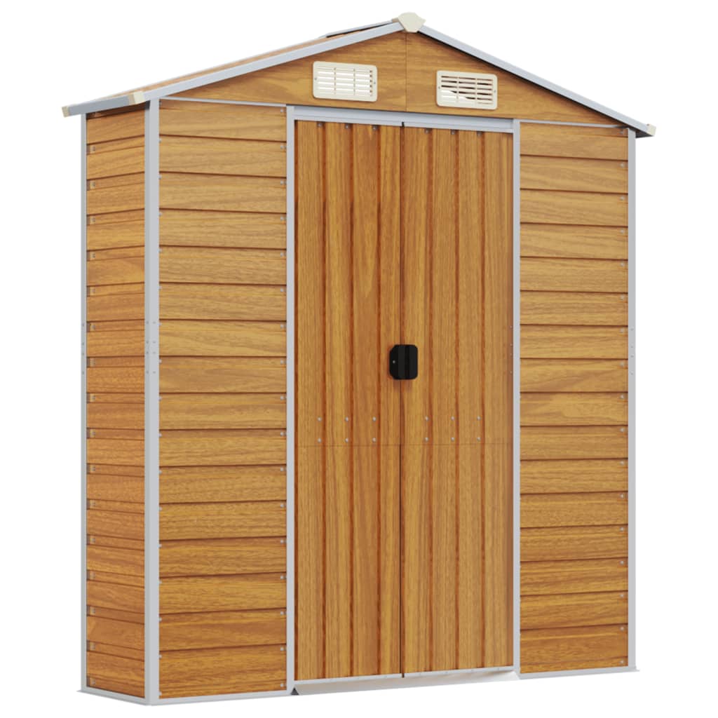 Tuinschuur 191x725x198 cm gegalvaniseerd staal lichtbruin
