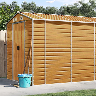 Tuinschuur 191x810x198 cm gegalvaniseerd staal lichtbruin