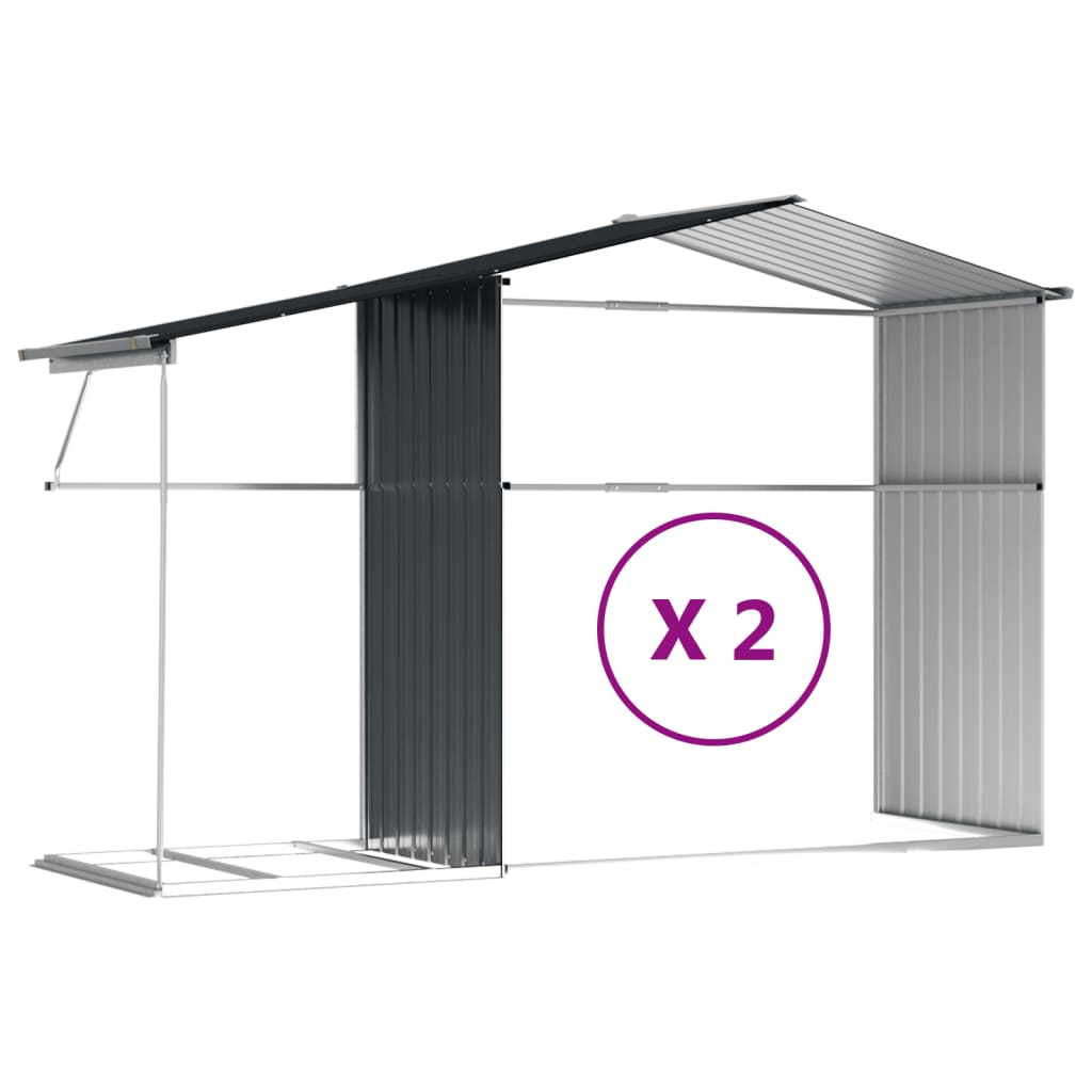 Tuinschuur 277x279x179 cm gegalvaniseerd staal antracietkleurig