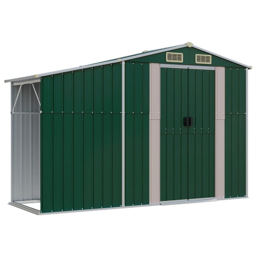 Tuinschuur 277x93x179 cm gegalvaniseerd staal groen