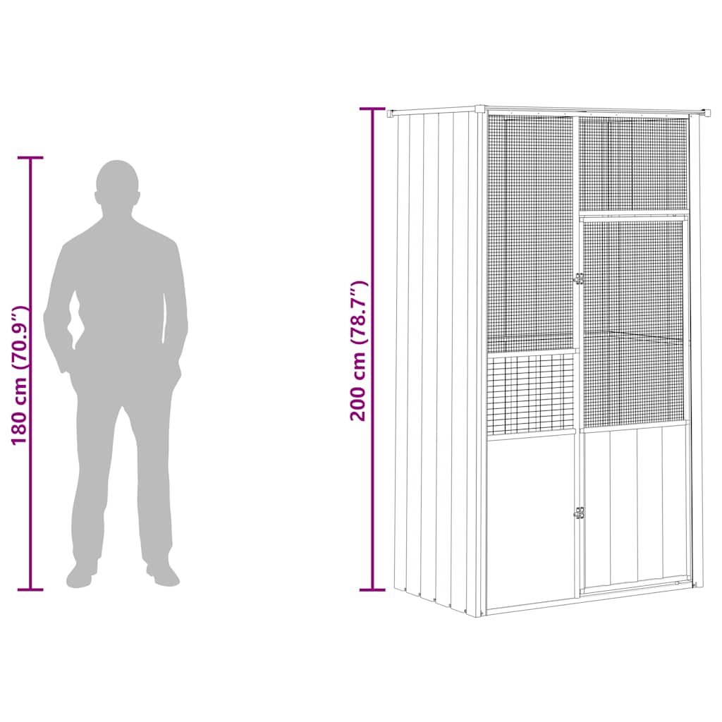 Vogelkooi 115x78x200 cm gegalvaniseerd staal antracietkleur