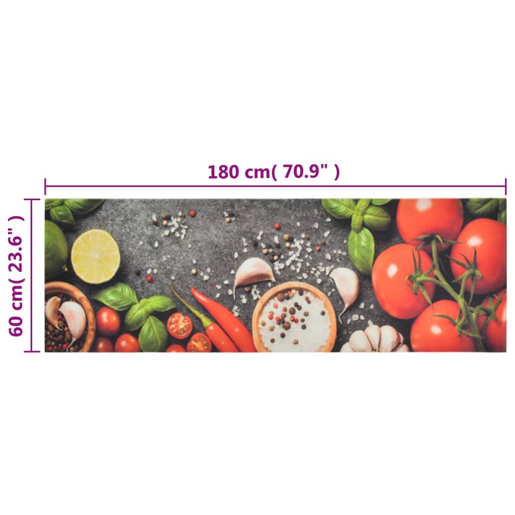 Keukenmat wasbaar groenteprint 60x180 cm fluweel