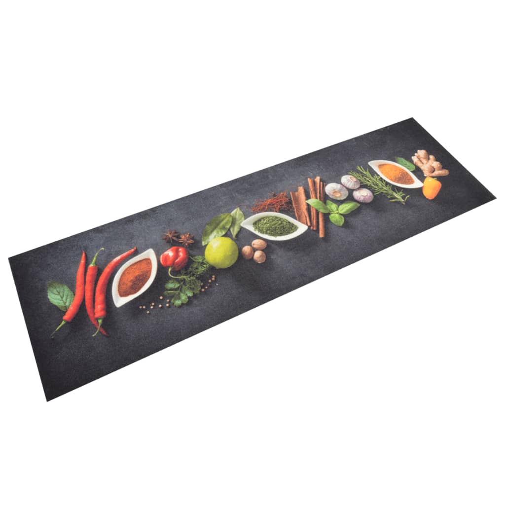 Keukenmat wasbaar kruidenprint 45x150 cm fluweel