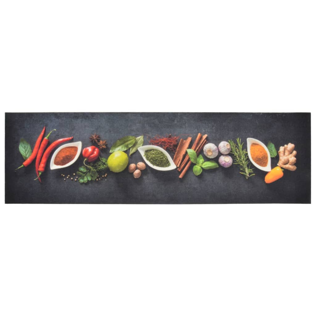 Keukenmat wasbaar kruidenprint 45x150 cm fluweel