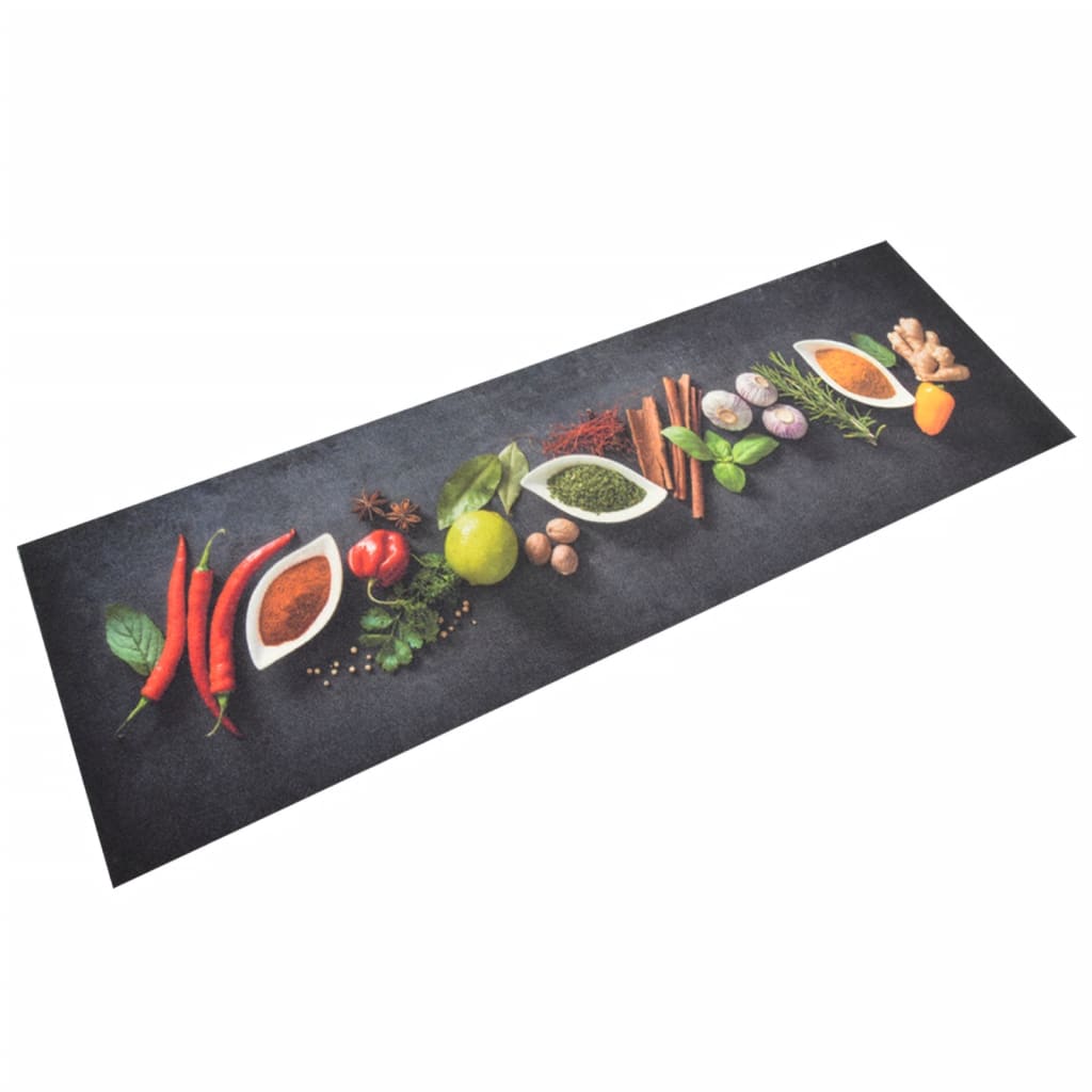 Keukenmat wasbaar kruidenprint 60x180 cm fluweel
