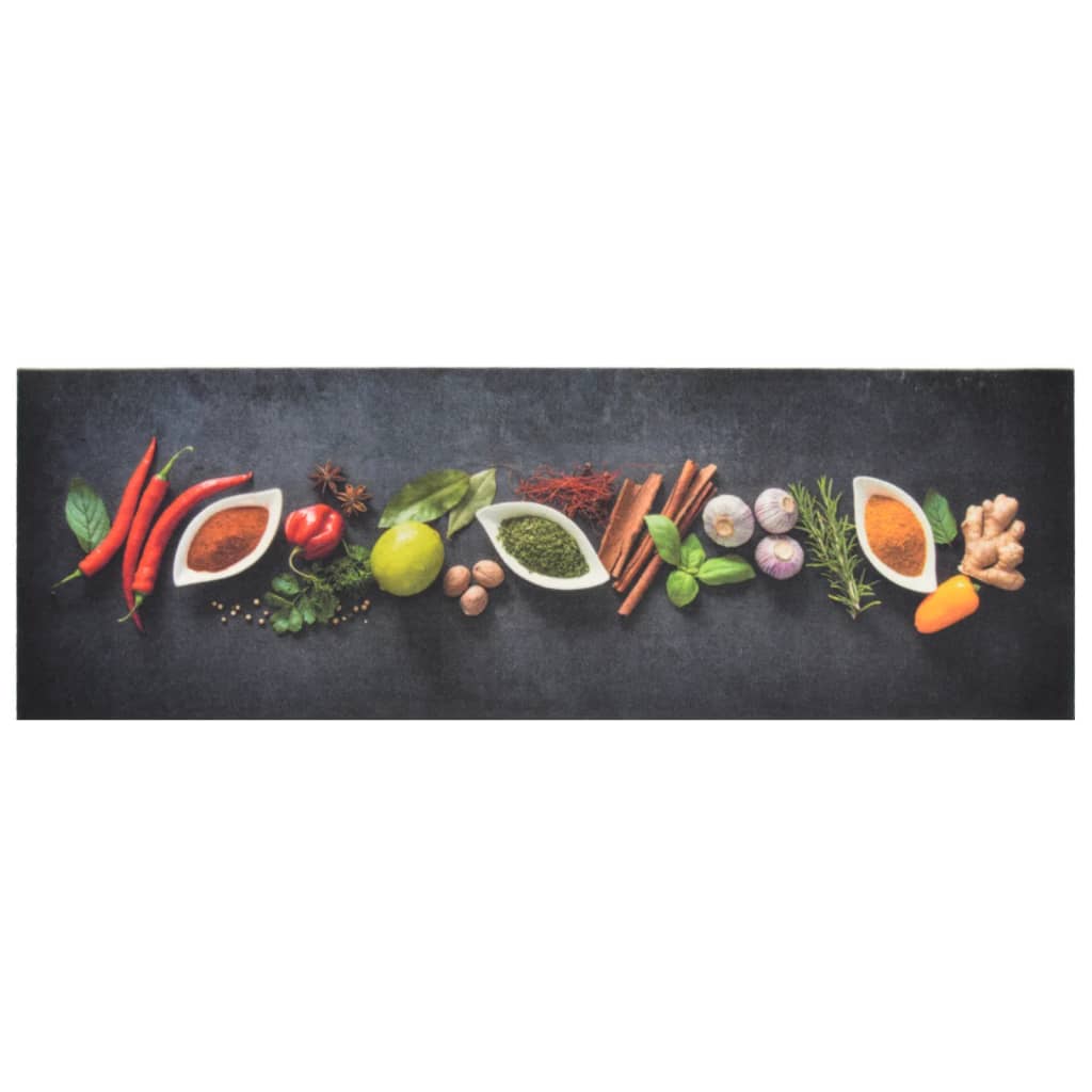 Keukenmat wasbaar kruidenprint 60x180 cm fluweel