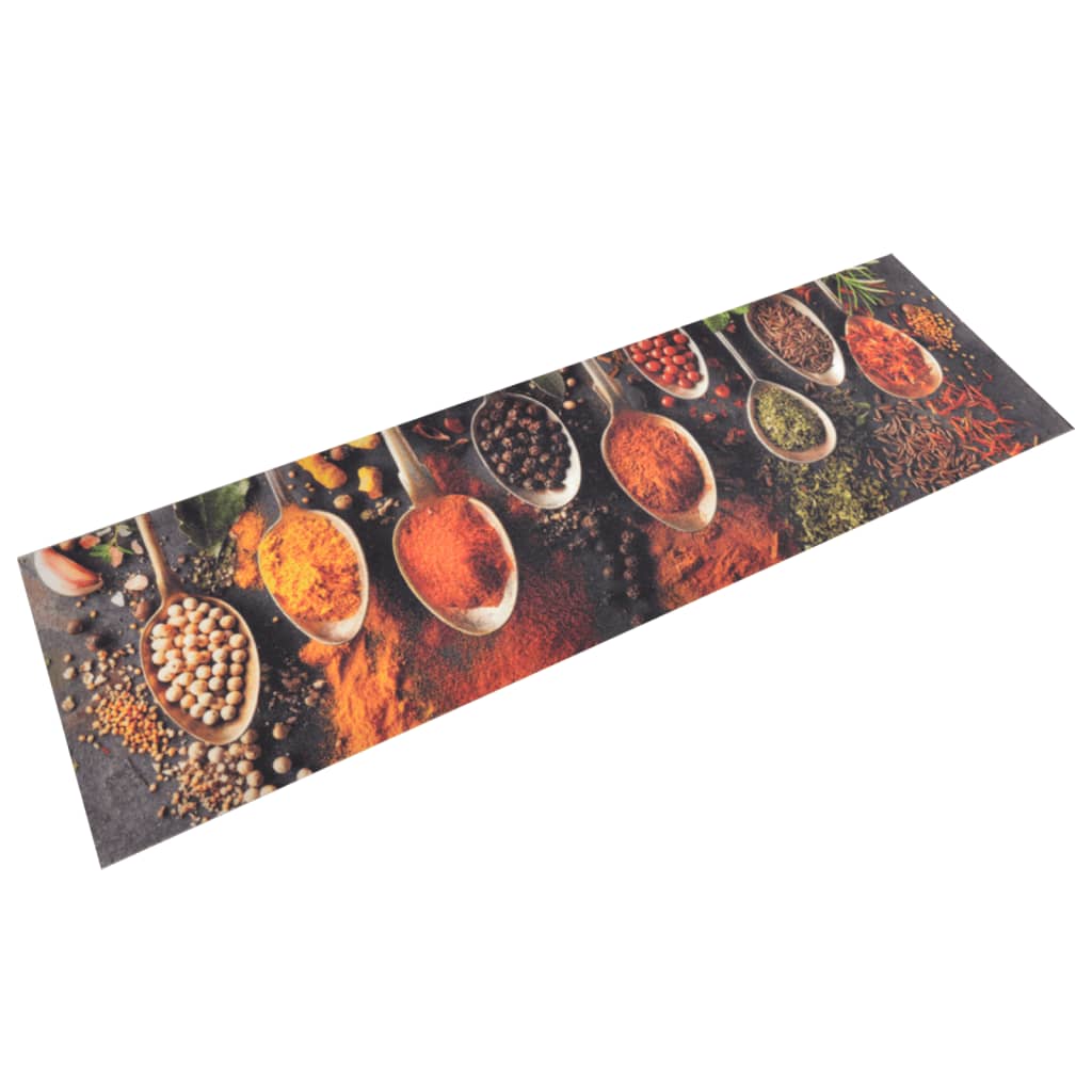Keukenmat wasbaar lepel- en kruidenprint 45x150 cm fluweel