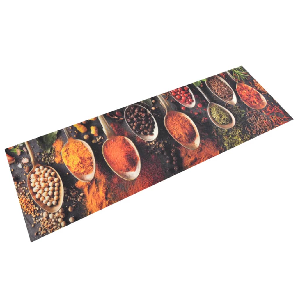 Keukenmat wasbaar lepel- en kruidenprint 60x180 cm fluweel
