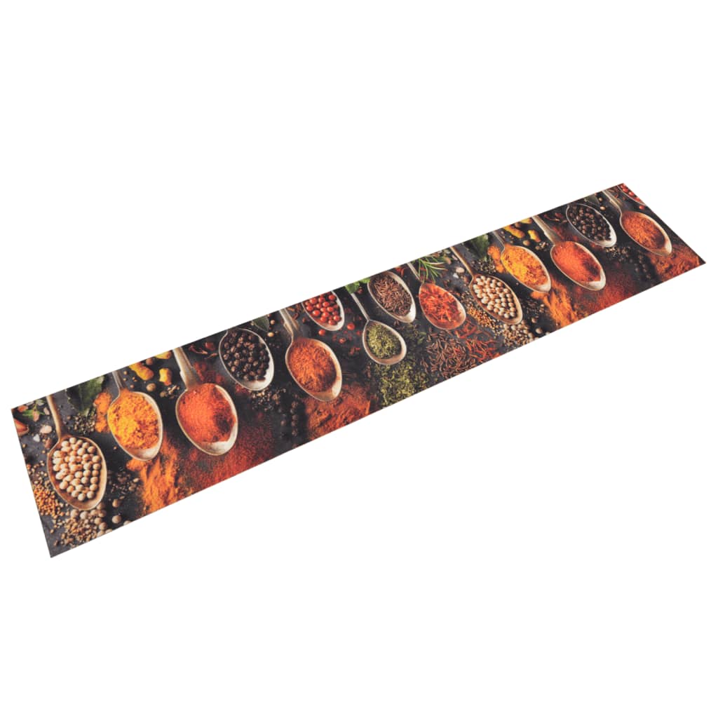 Keukenmat wasbaar lepel- en kruidenprint 60x300 cm fluweel