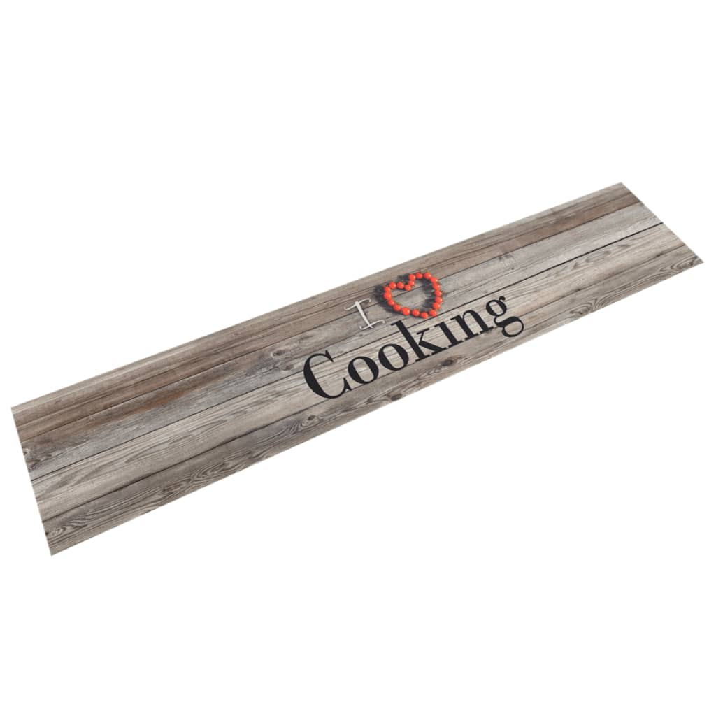 Keukenmat wasbaar cooking-print 60x300 cm fluweel grijs