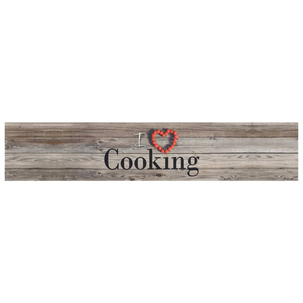 Keukenmat wasbaar cooking-print 60x300 cm fluweel grijs