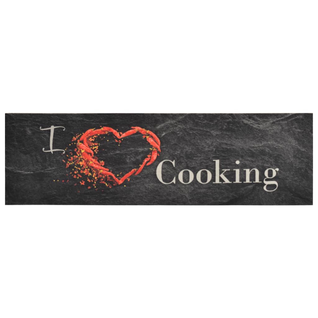 Keukenmat wasbaar cooking-print 45x150 cm fluweel zwart