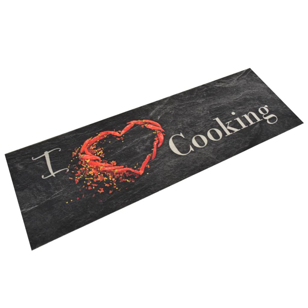 Keukenmat wasbaar cooking-print 60x180 cm fluweel zwart