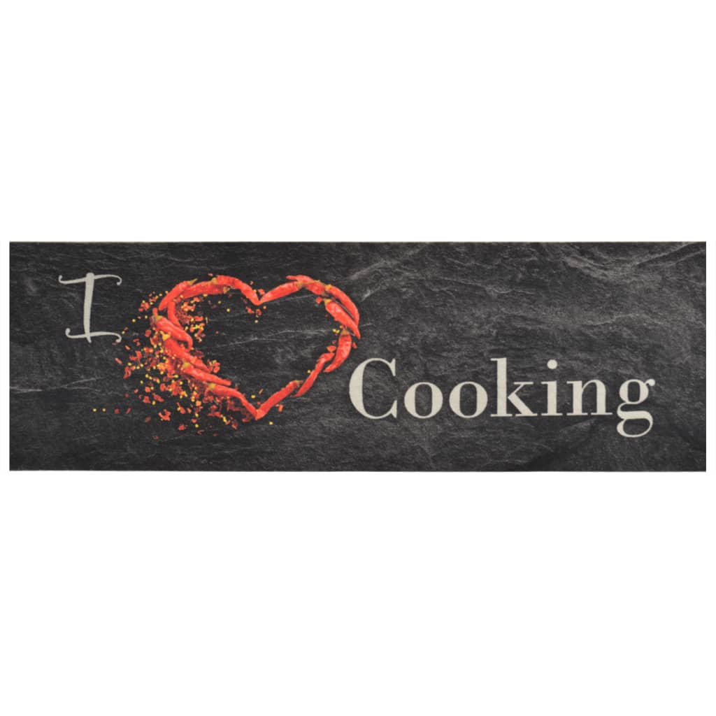 Keukenmat wasbaar cooking-print 60x180 cm fluweel zwart
