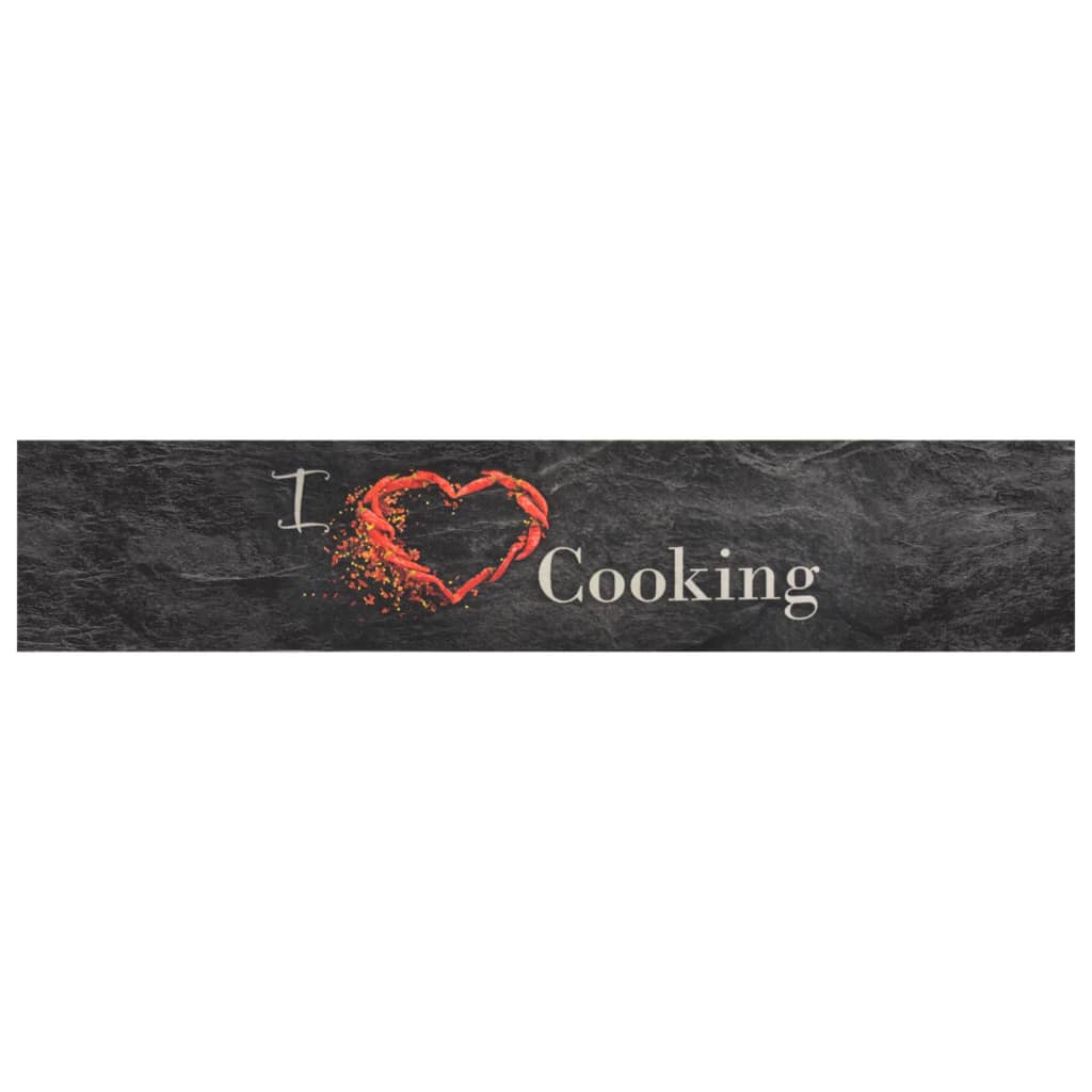 Keukenmat wasbaar cooking-print 60x300 cm fluweel zwart