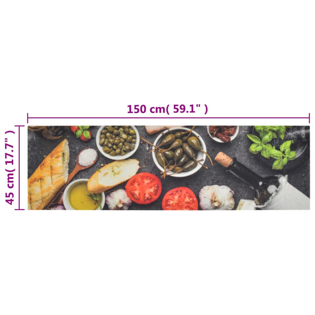 Keukenmat wasbaar wijn- en dinerprint 45x150 cm fluweel