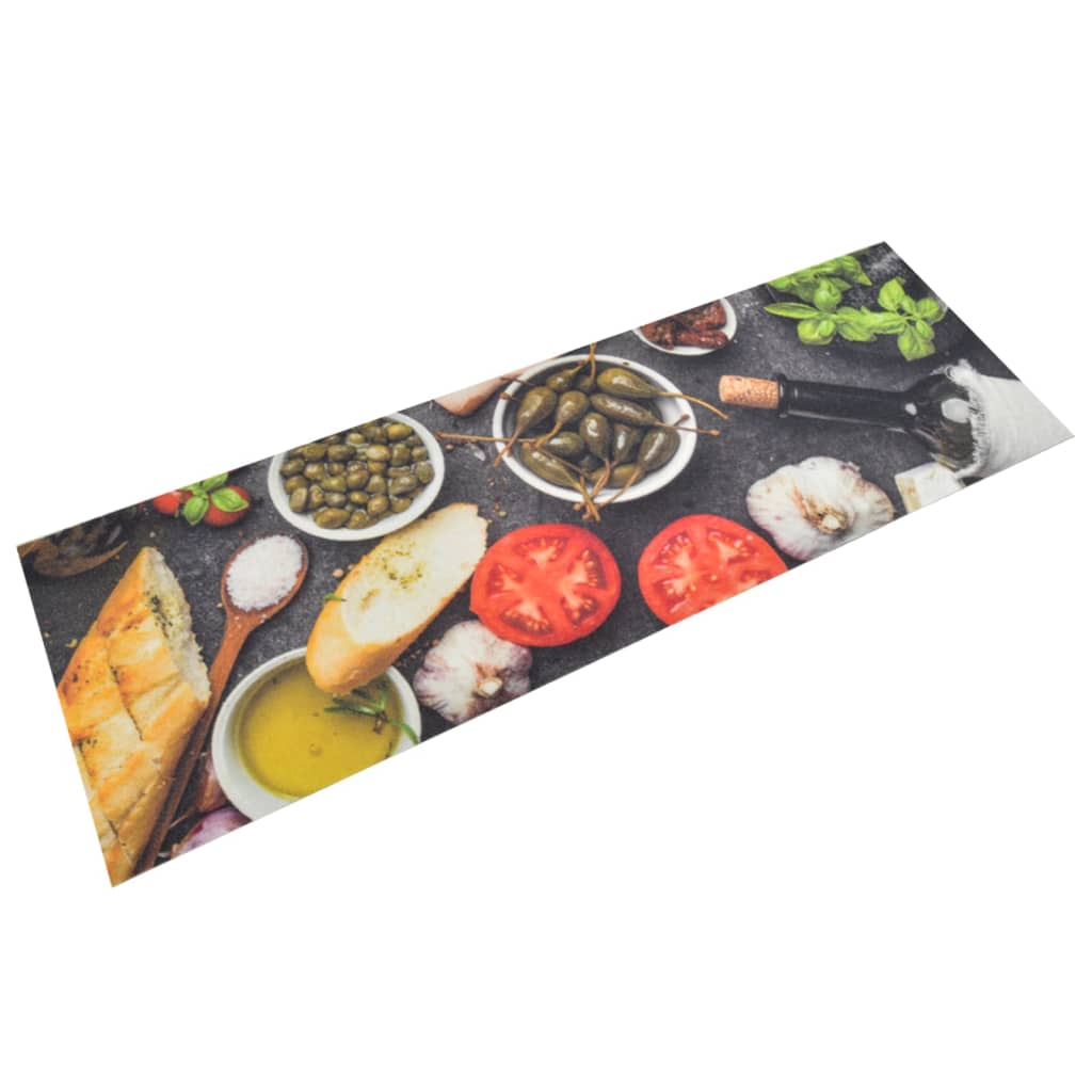Keukenmat wasbaar wijn- en dinerprint 60x180 cm fluweel