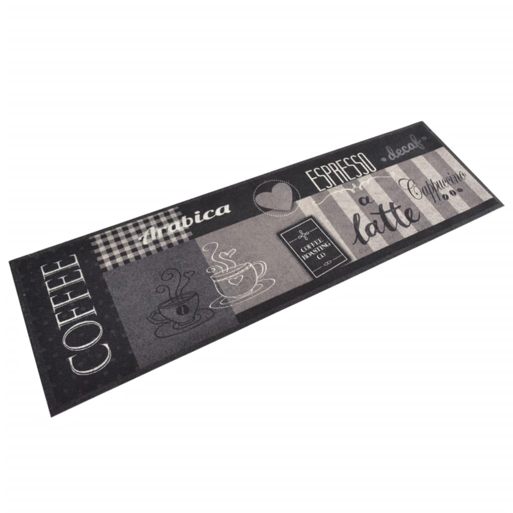 Keukenmat wasbaar koffieprint 45x150 cm fluweel zwart