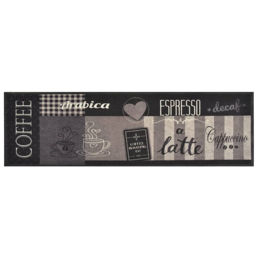 Keukenmat wasbaar koffieprint 45x150 cm fluweel zwart