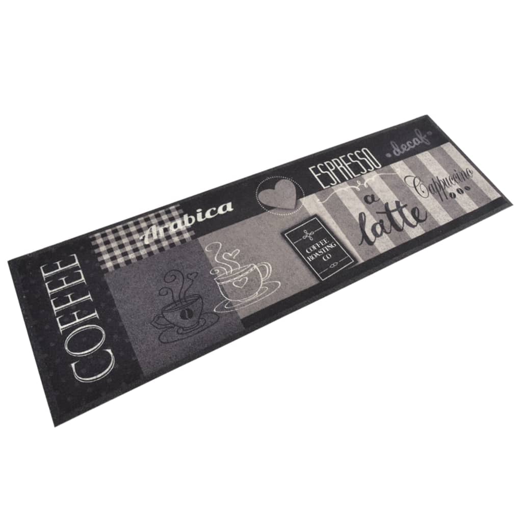 Keukenmat wasbaar koffieprint 60x180 cm fluweel zwart