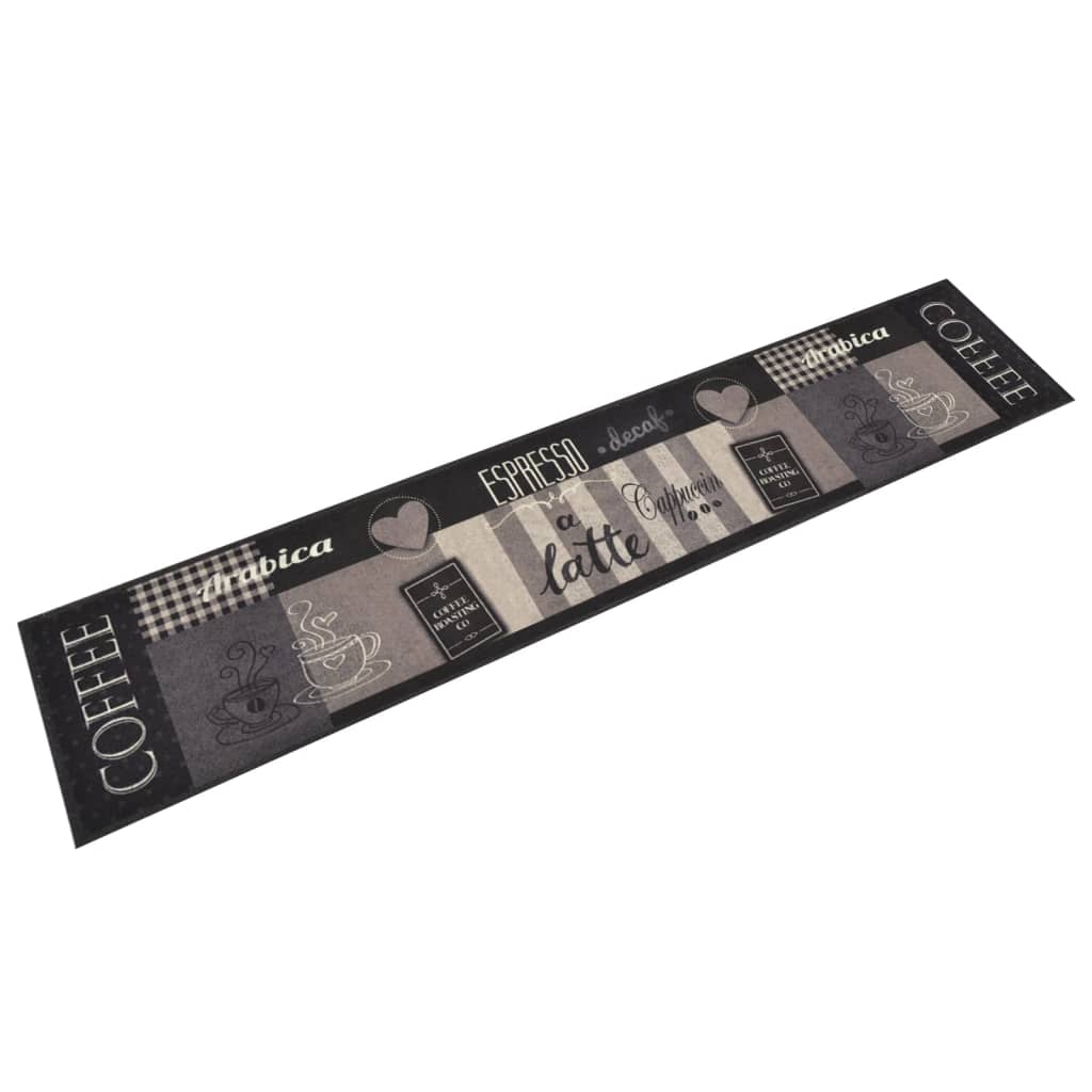Keukenmat wasbaar koffieprint 60x300 cm fluweel zwart