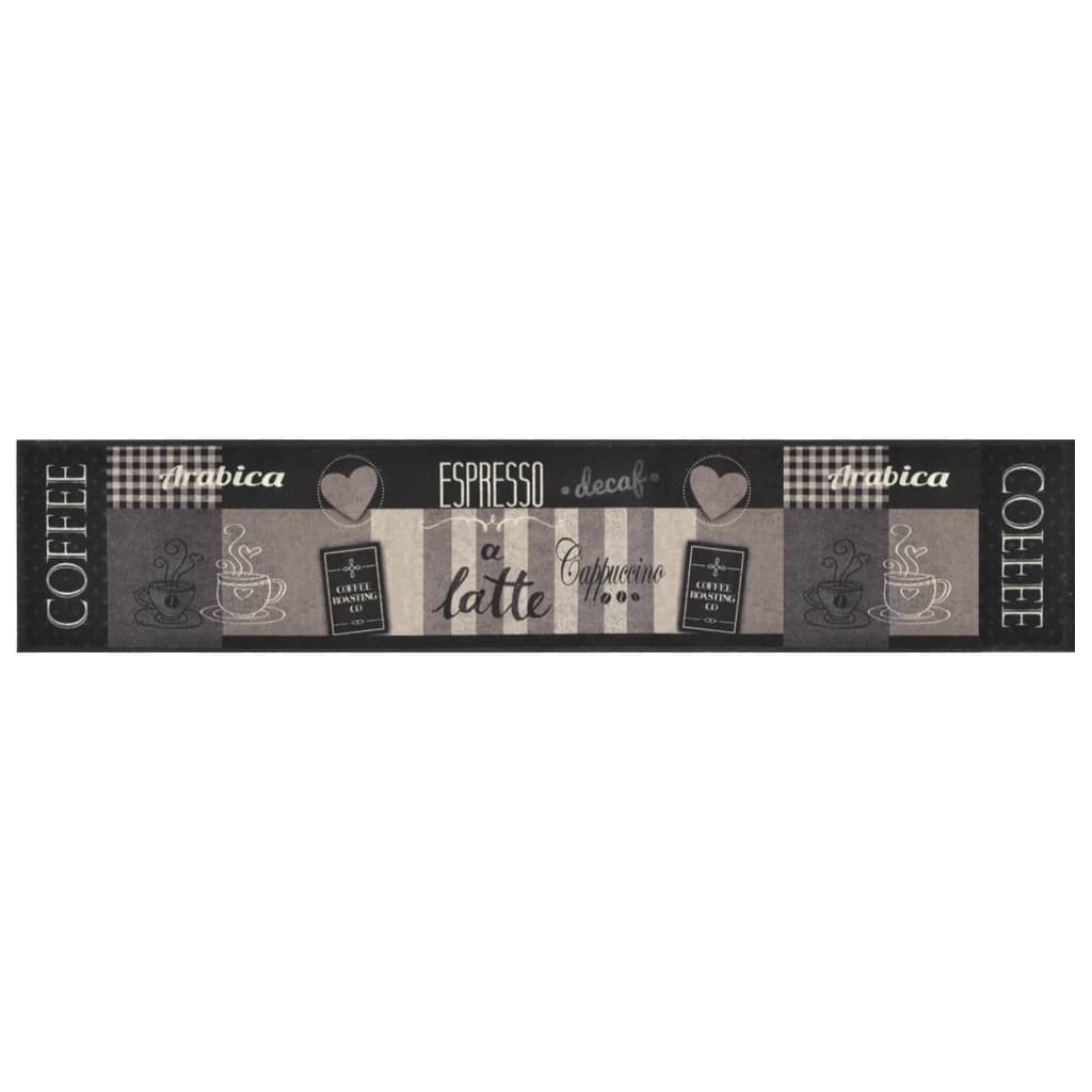 Keukenmat wasbaar koffieprint 60x300 cm fluweel zwart