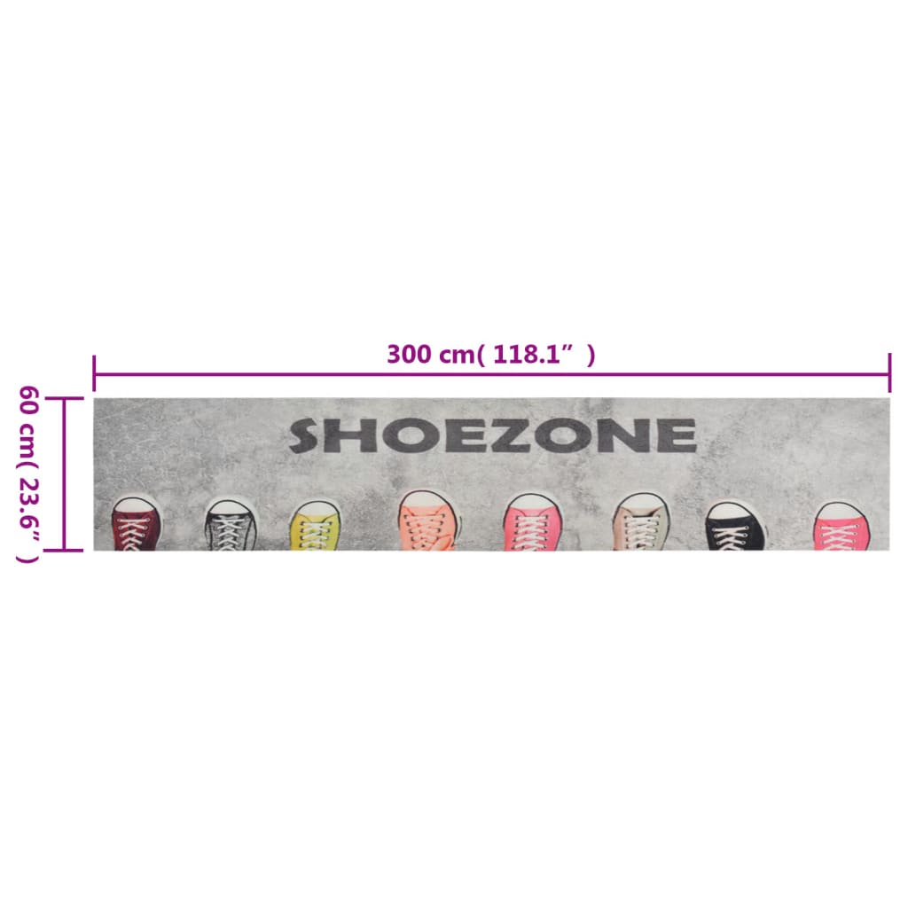 Keukenmat wasbaar shoezone-print 60x300 cm fluweel