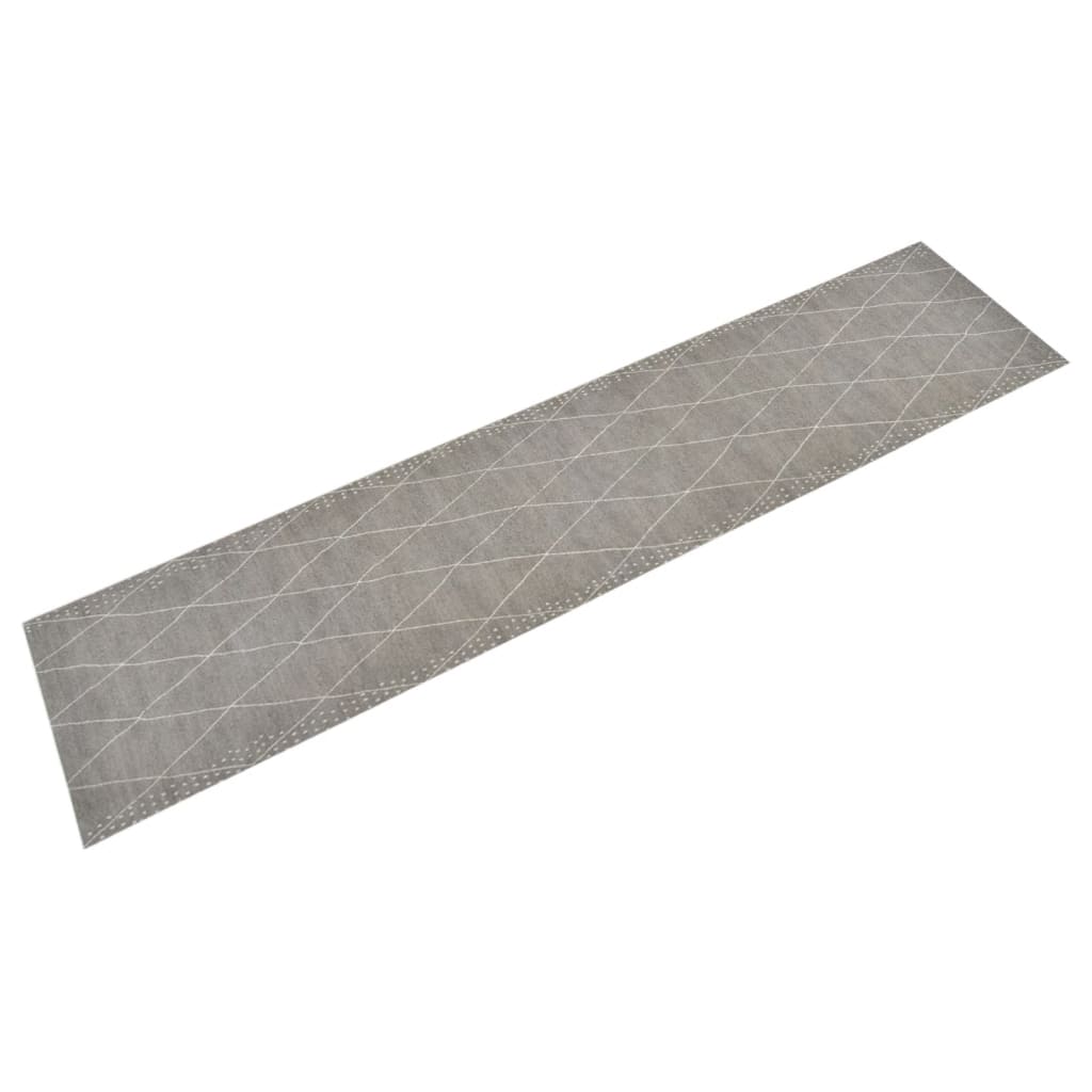 Keukenmat wasbaar geruit 60x300 cm fluweel