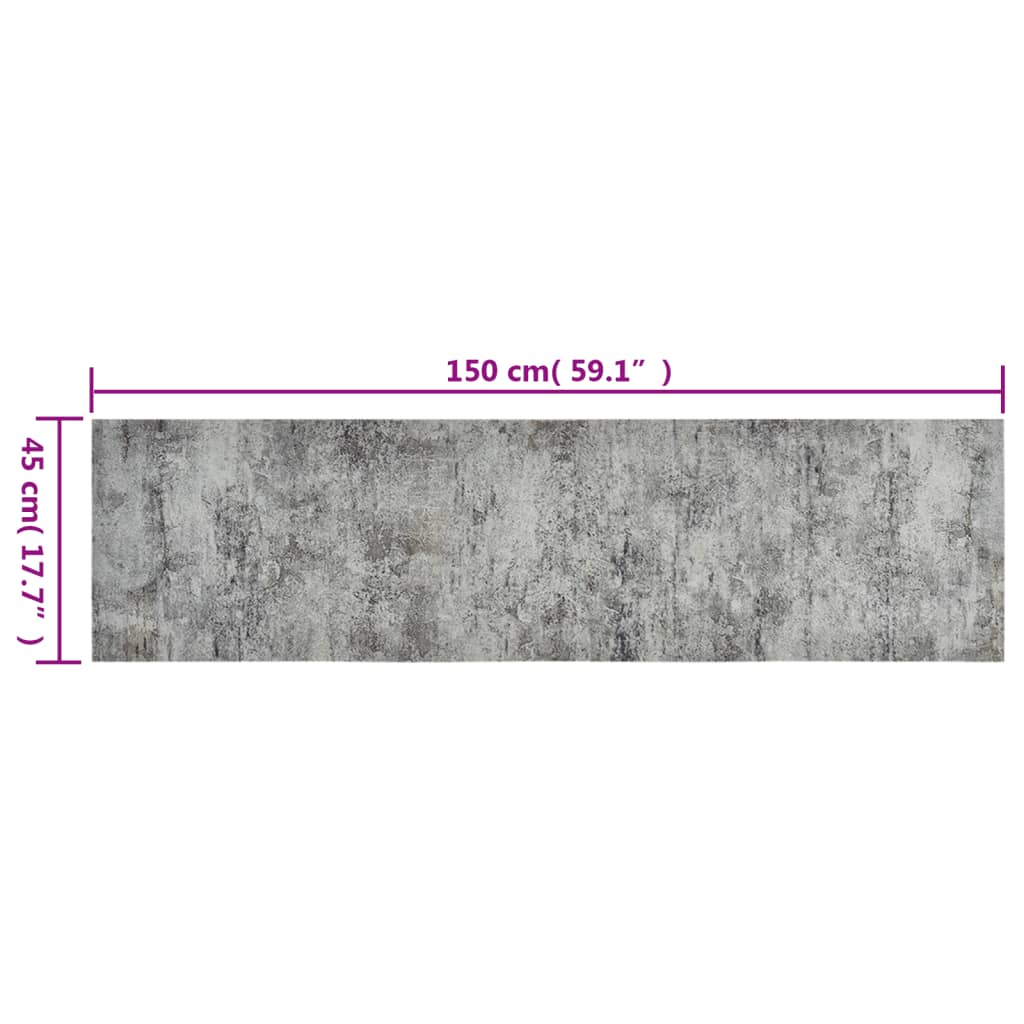 Keukenmat wasbaar betonprint 45x150 cm fluweel