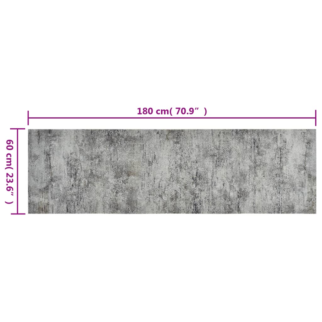 Keukenmat wasbaar betonprint 60x180 cm fluweel