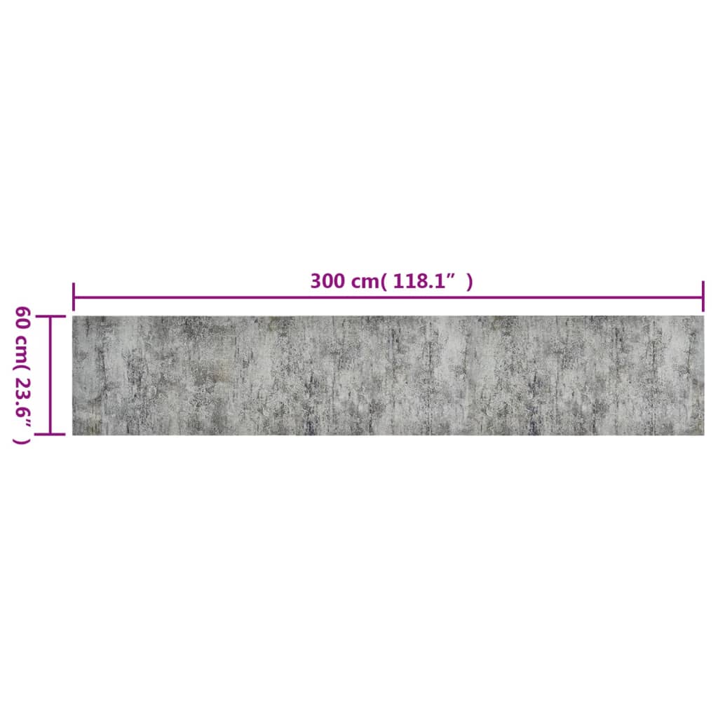 Keukenmat wasbaar betonprint 60x300 cm fluweel