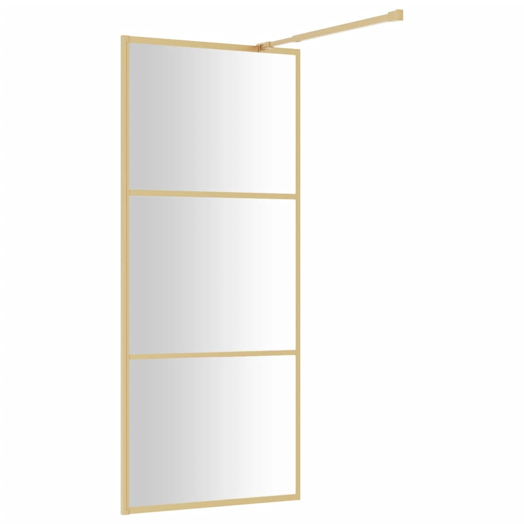 Inloopdouchewand transparant 90x195 cm ESG-glas goudkleurig
