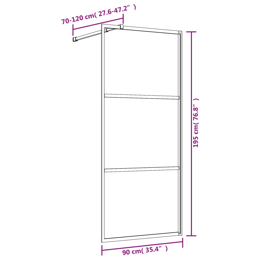 Inloopdouchewand transparant 90x195 cm ESG-glas goudkleurig