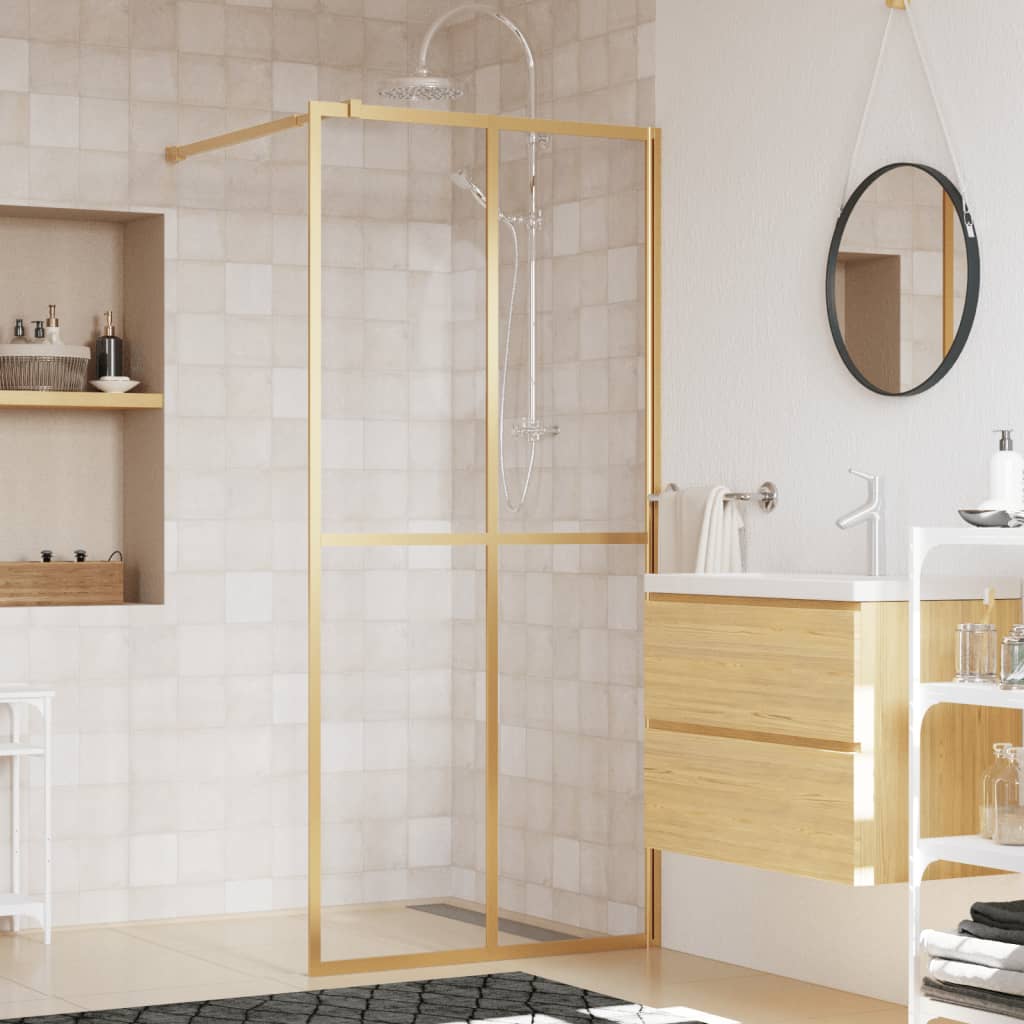 Inloopdouchewand transparant 80x195 cm ESG-glas goudkleurig